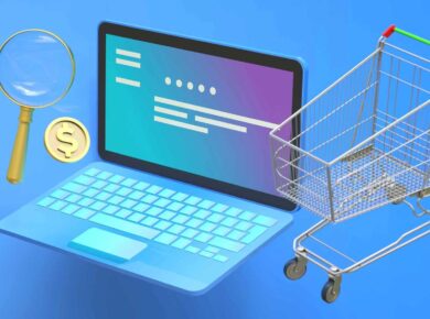 imagen de portada con ordenador y carrito ecommerce
