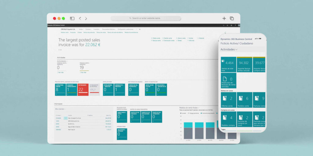 Pantallas de Business central