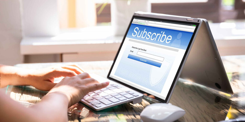 Imagen de pantalla de pc con sistema de suscripciones